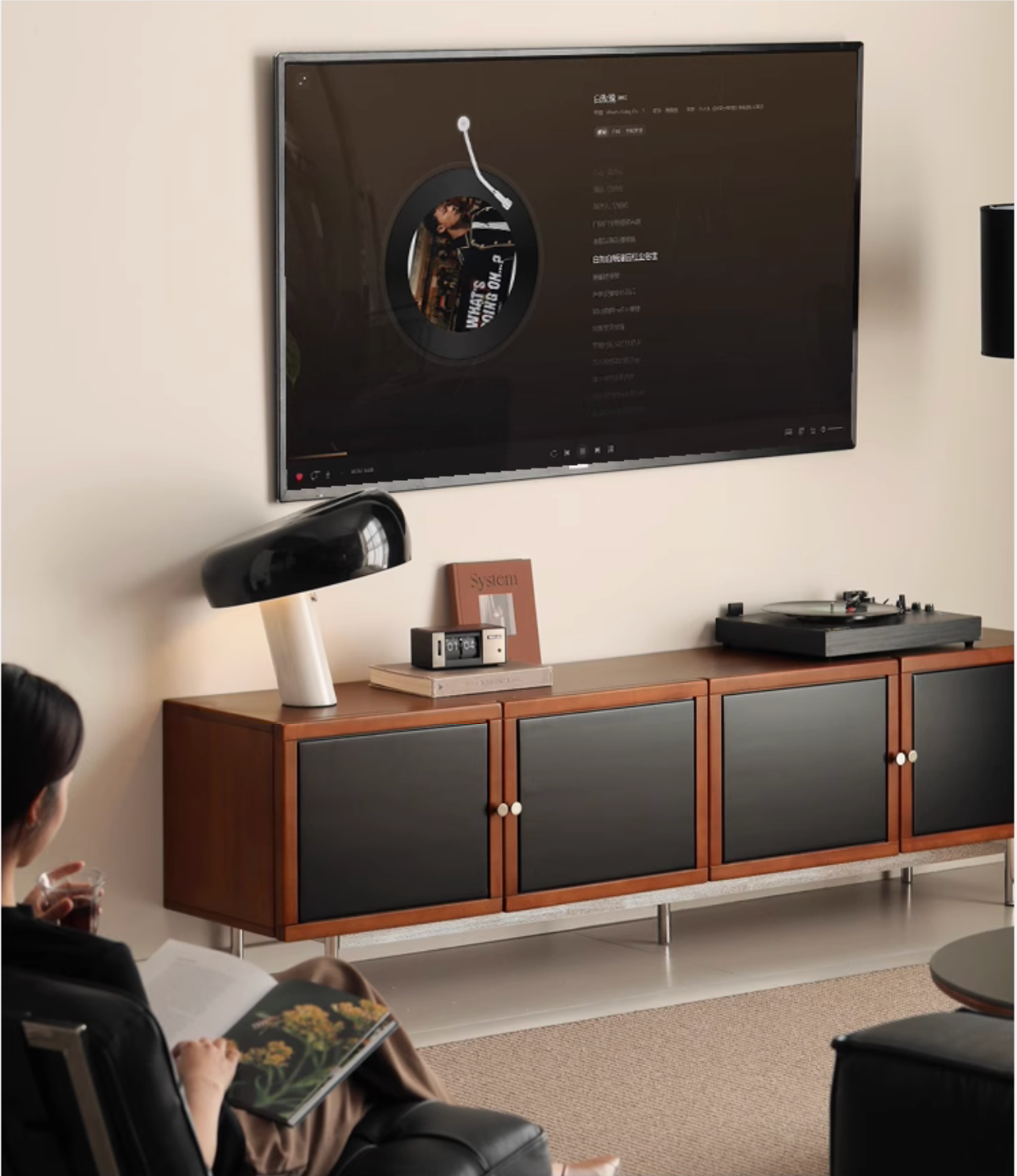 Poplar Solid Wood Bauhaus TV Stand