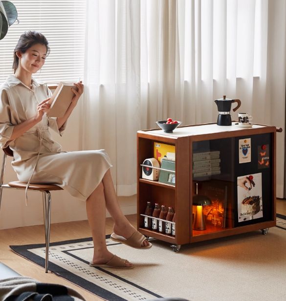 Poplar Solid Wood Middle-Aged Style Side Table