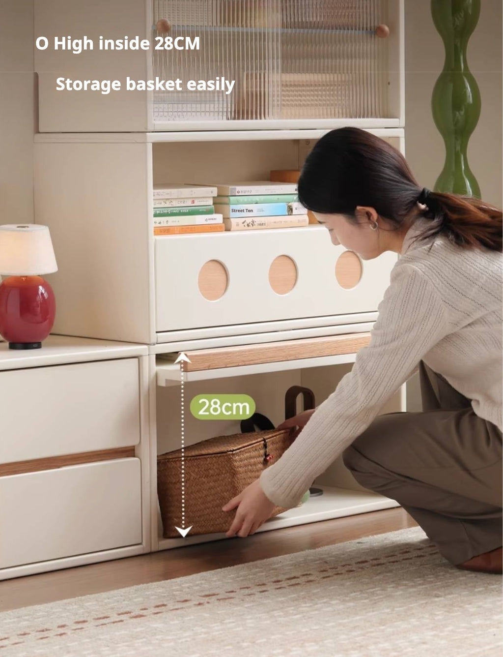 Rubber, Oak Solid wood Module Combination TV Stand.