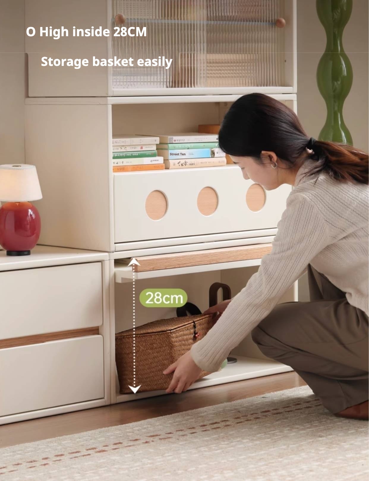 Rubber, Oak Solid wood Module Combination TV Stand.