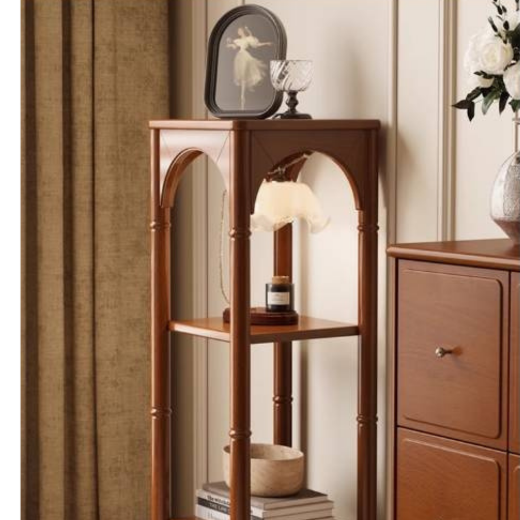 Poplar Solid Wood French Medieval Style Storage Rack