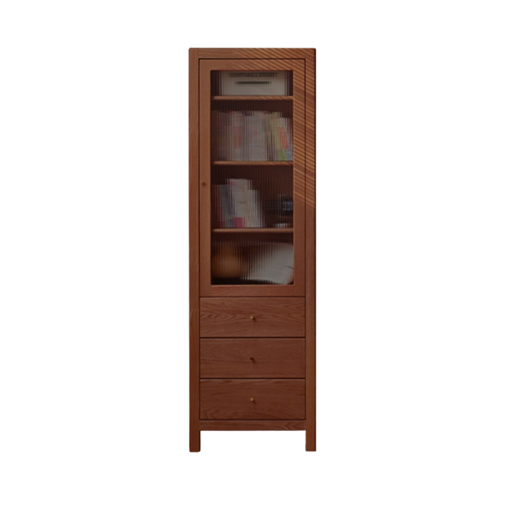 Solid Rubberwood, Oak Solid Wood Modern Bookcase