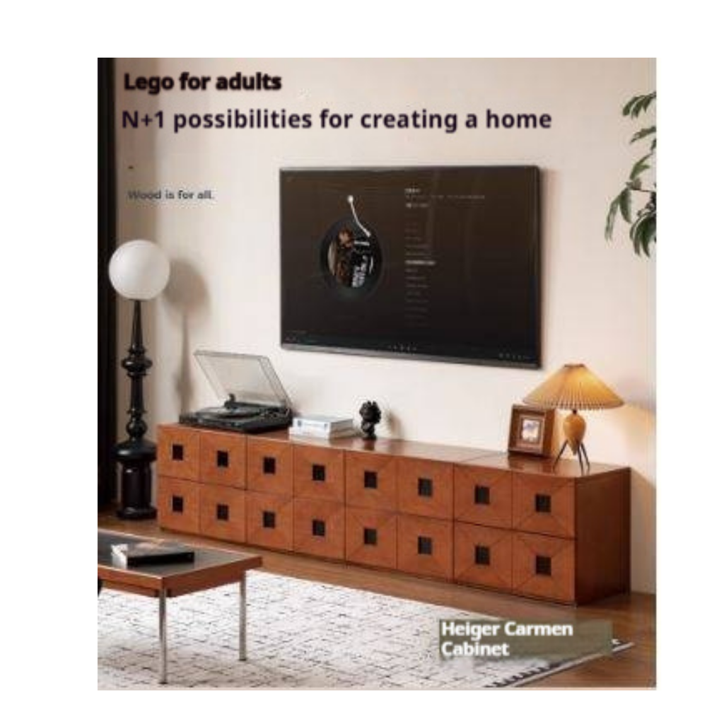 Poplar Solid Wood Modular TV Stand In Antique Style