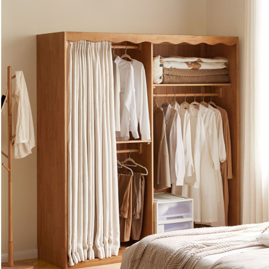 Solid Rubberwood Dustproof Layered Wardrobe
