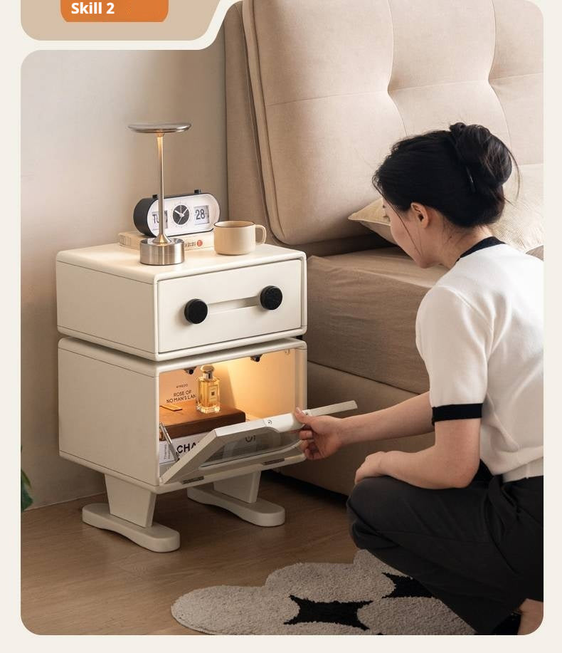 Solid Rubberwood Cream Style Nightstand