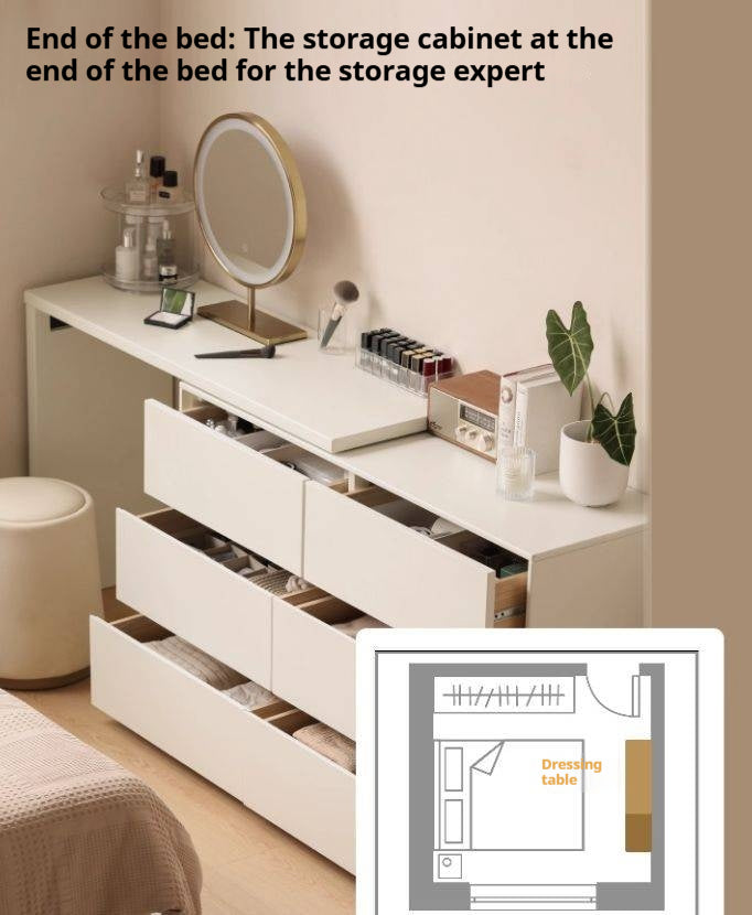 Poplar Solid Wood Makeup Table and Stretchable Dressing Table