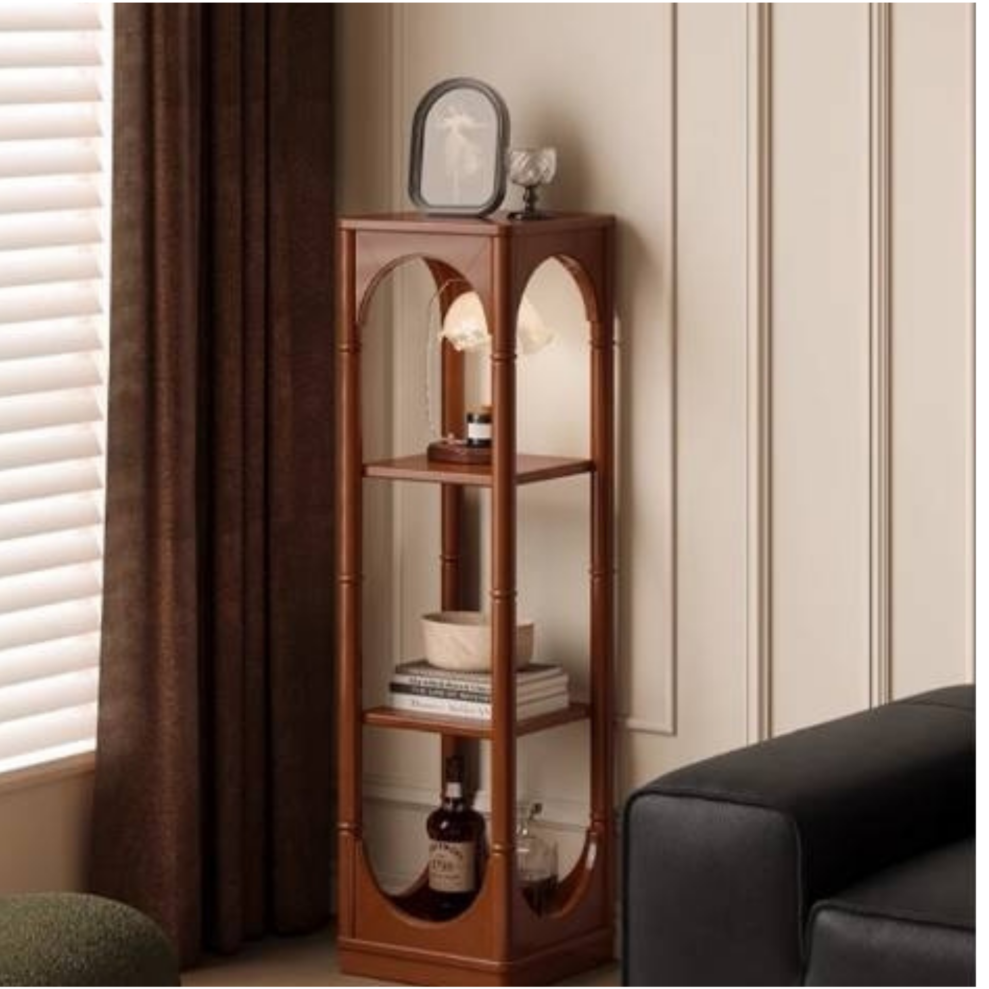 Poplar Solid Wood French Medieval Style Storage Rack