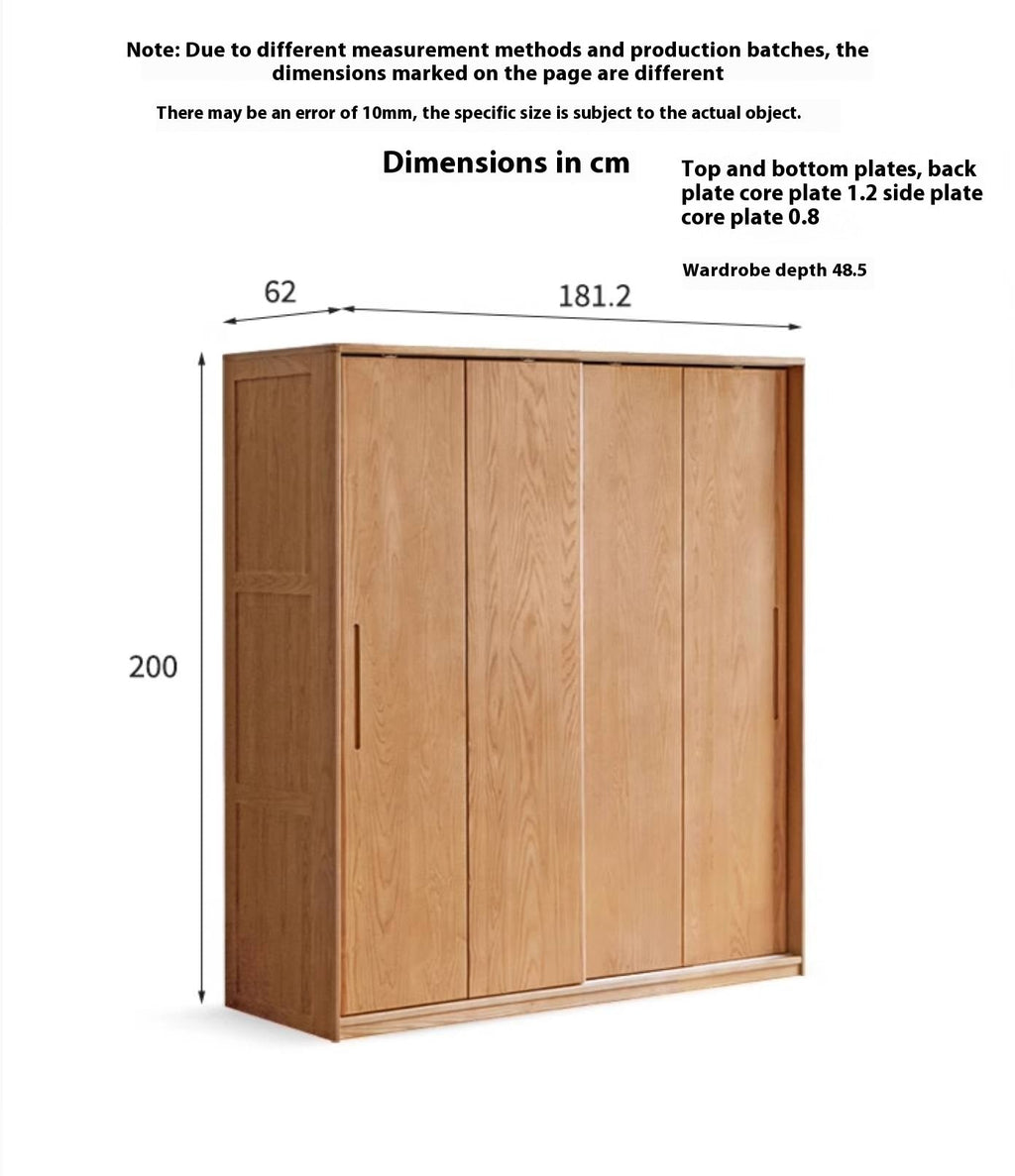 Oak, Ash Solid Wood Wardrobe With Sliding Doors.