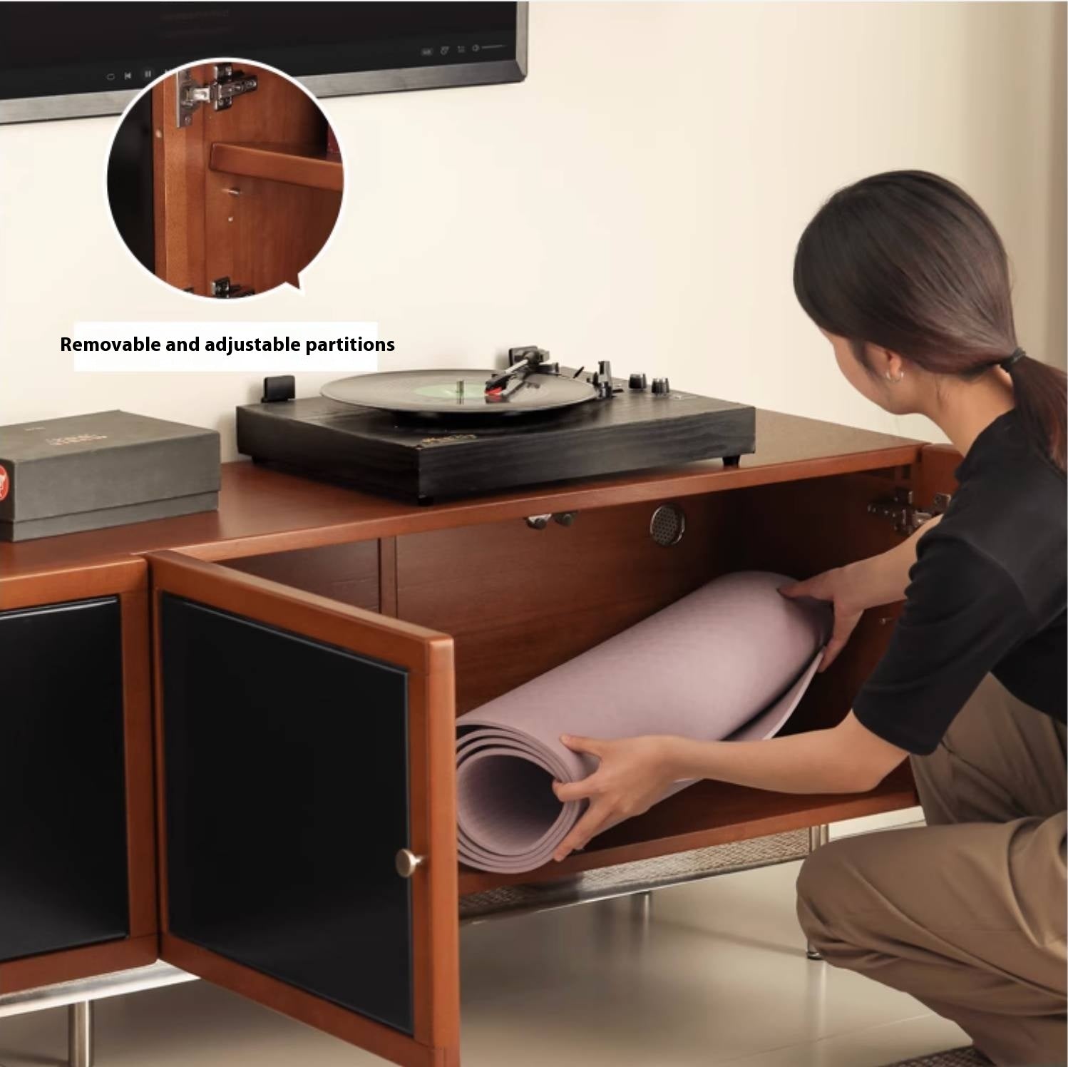 Poplar Solid Wood Bauhaus TV Stand