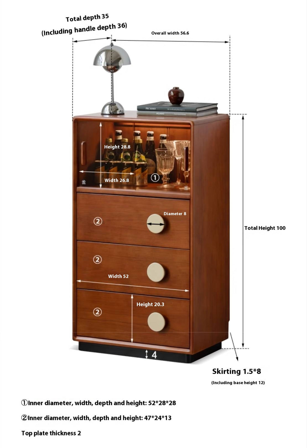 Poplar Solid Wood Middle Ages Side Cabinet