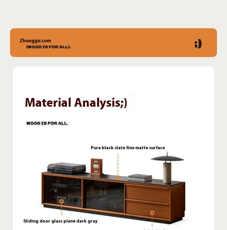 Poplar Solid Wood Medieval Style TV Stand