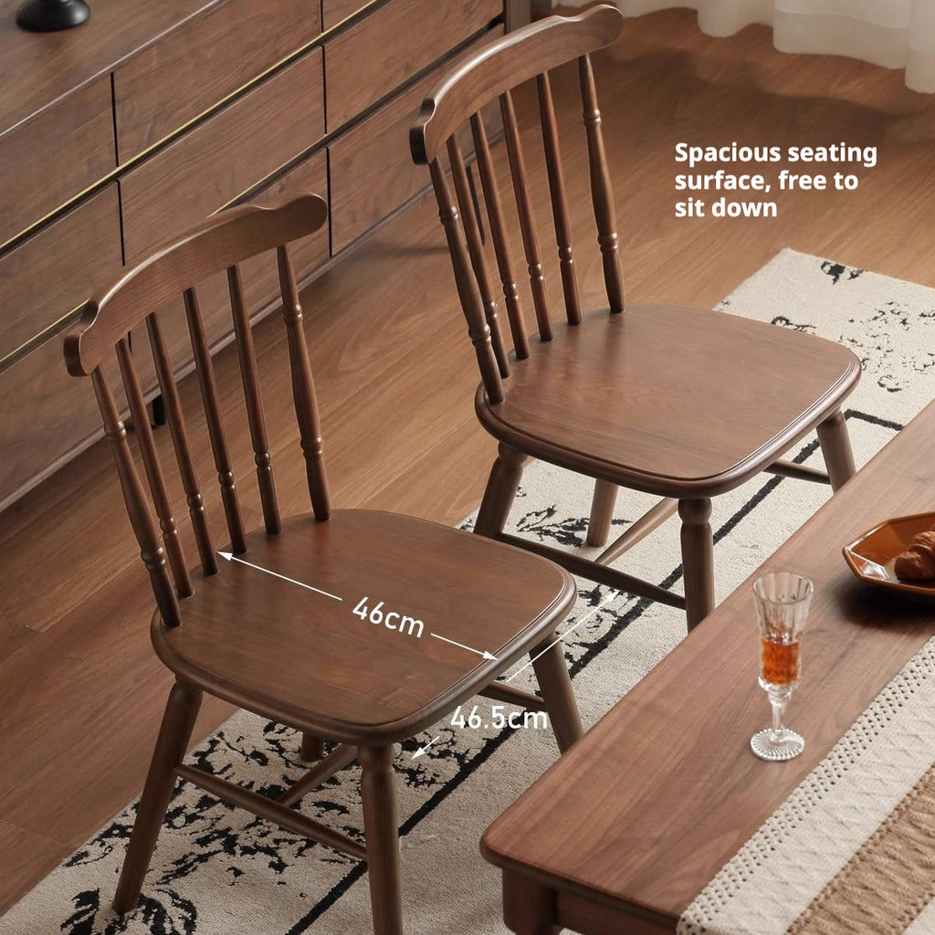 Set 4 pcs Black Walnut Solid Wood American Retro Style Dining Chair