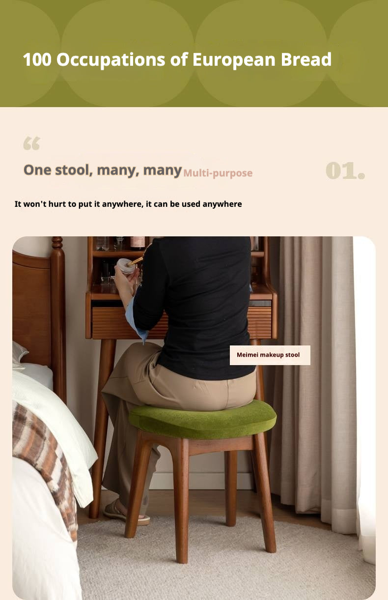 Oak, Cherry Solid Wood Makeup Stool