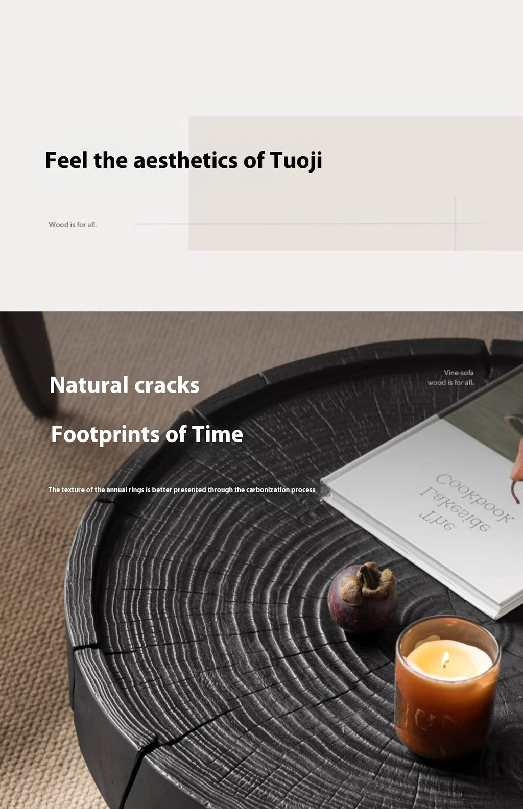 Pine Solid Wood Wabi-Sabi Style Coffee Table