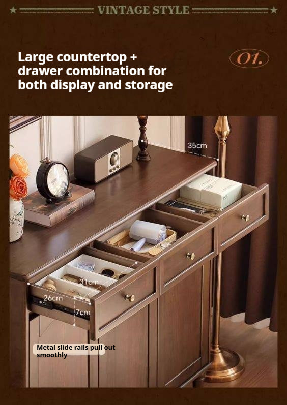 Sandalwood Solid Wood American Retro Storage Shoe Cabinet