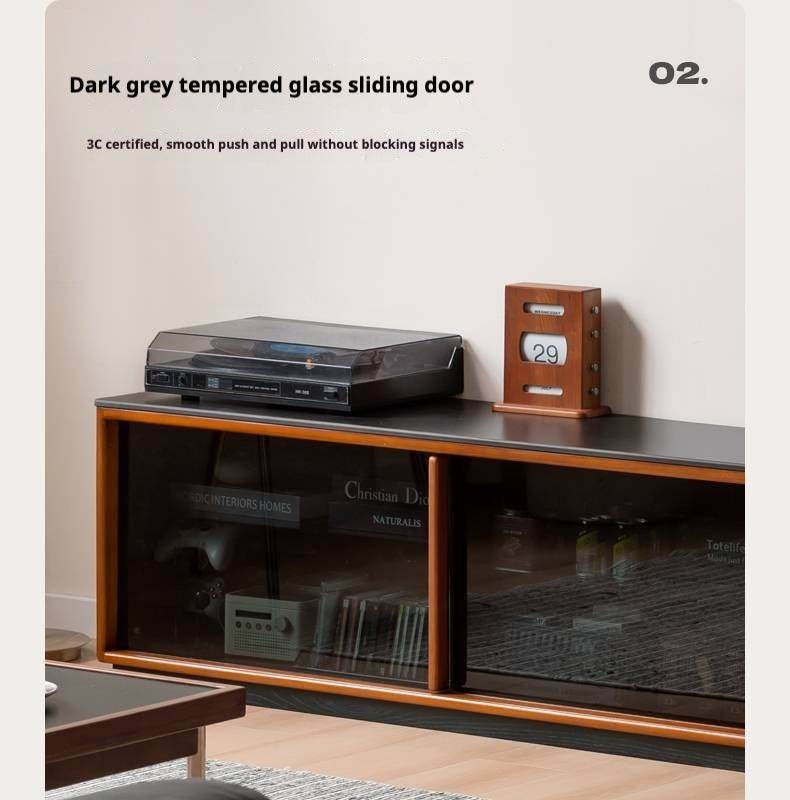 Poplar Solid Wood Medieval Style TV Stand