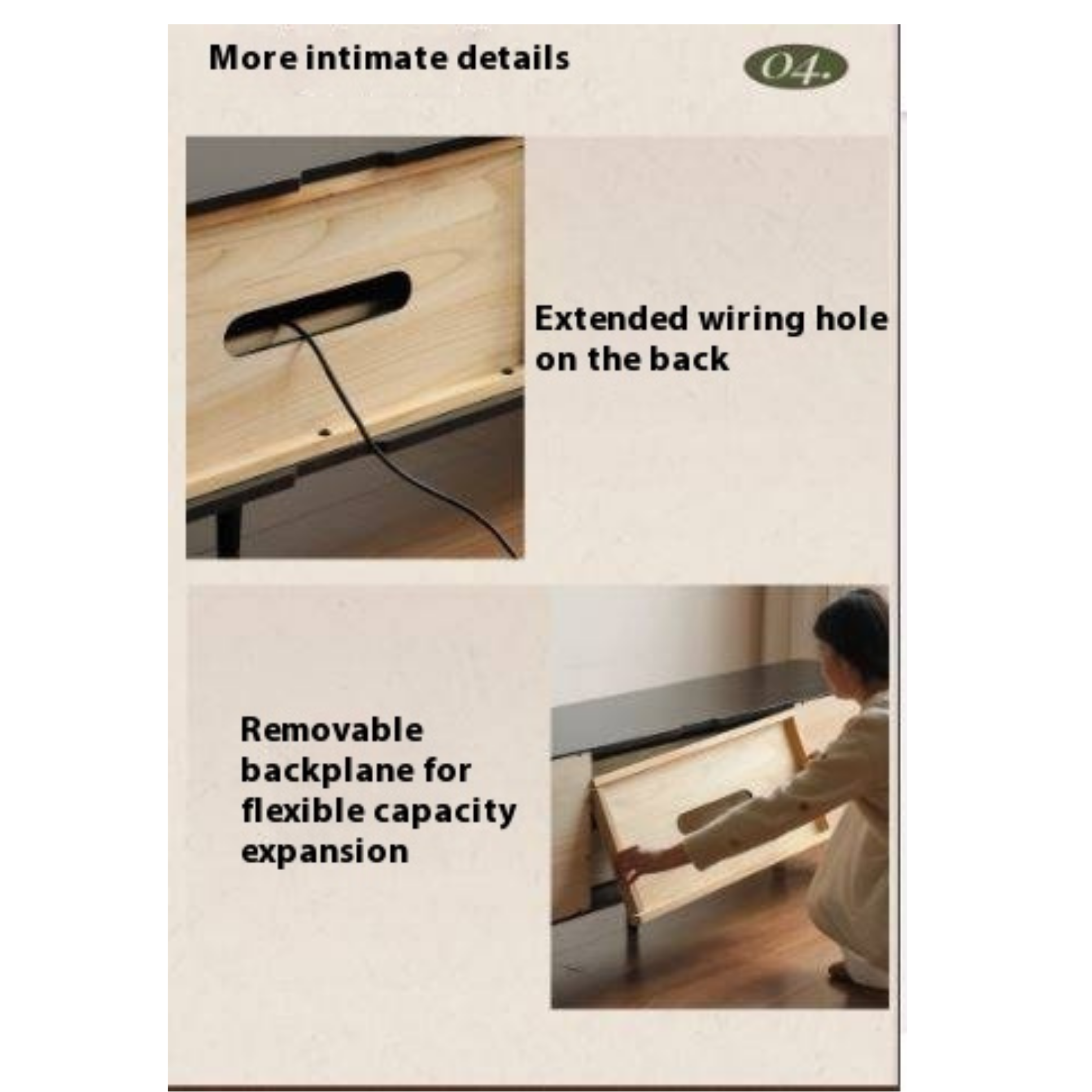 Solid RubberWood French Retro TV Stand