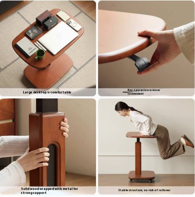 Poplar Solid Wood Lifting Medieval Style Side Table