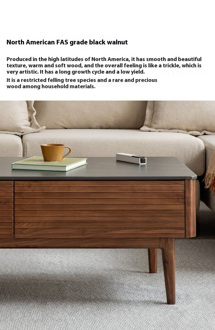 Sandalwood, Black Walnut Solid Wood Rock Plate Tea Table