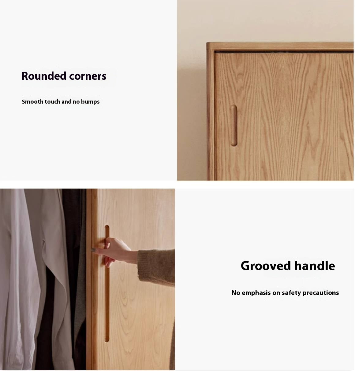 Oak, Ash Solid Wood Wardrobe With Sliding Doors.