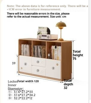 Solid Rubberwood Bookcase Cabinet