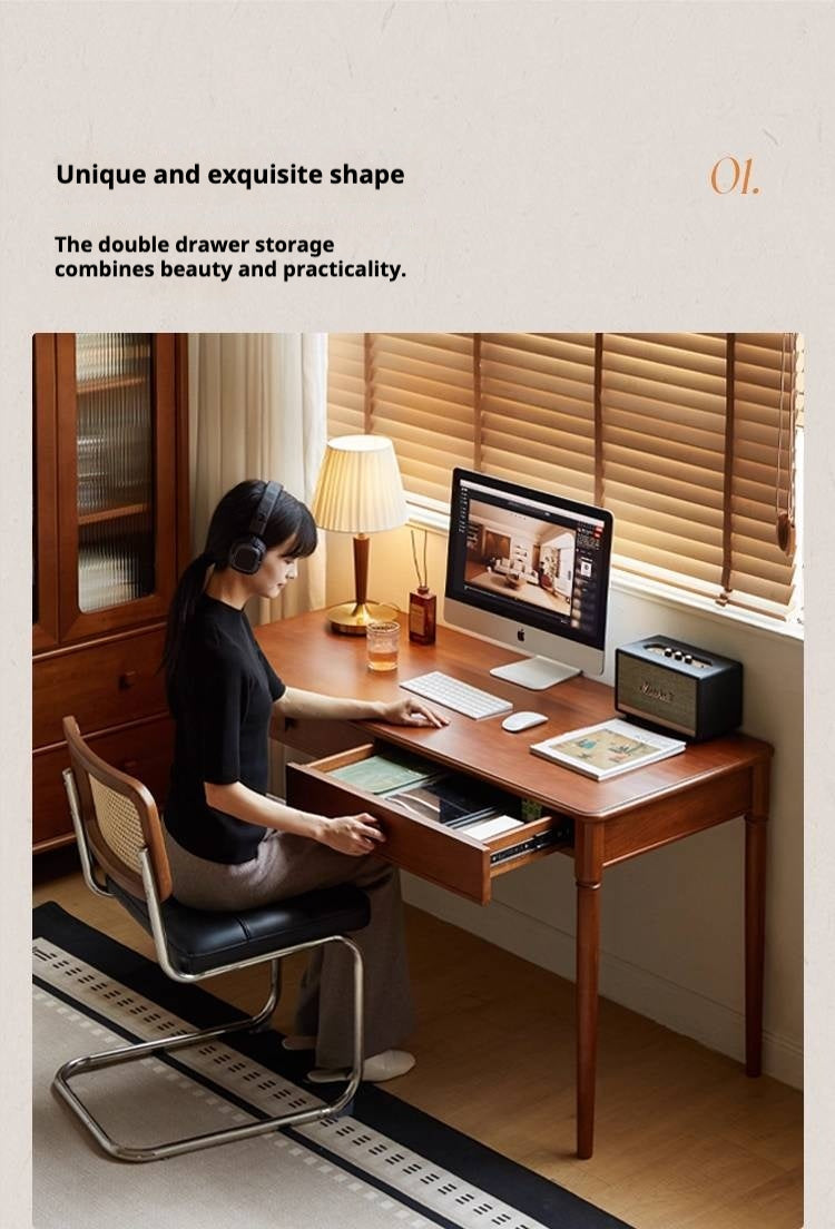 Tulip Tree Solid Wood Medieval Style Desk