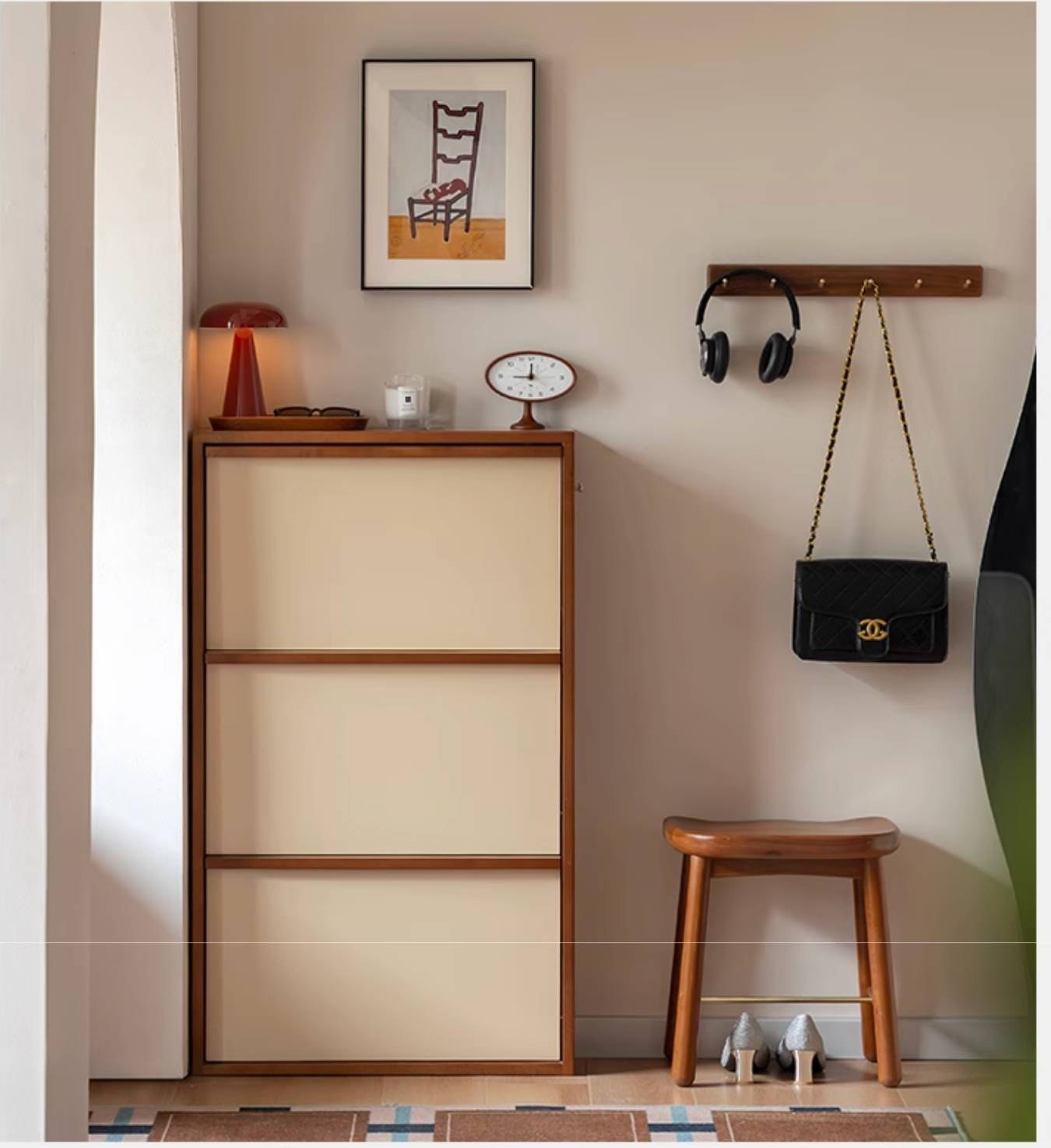 Poplar Solid Wood Middle Ages Style Shoe Cabinet