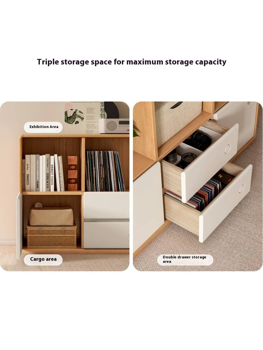 Solid Rubberwood Bookcase Cabinet