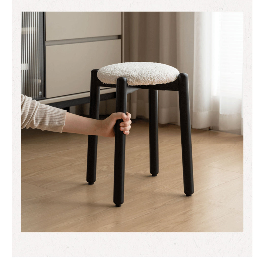 Solid Rubberwood Modern Stacking Stool