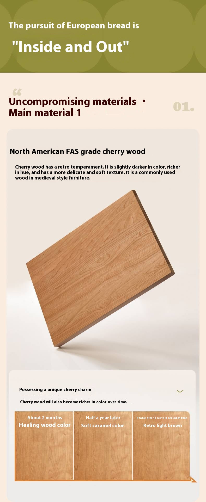 Oak, Cherry Solid Wood Makeup Stool