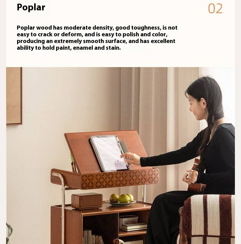 Poplar Solid Wood French Medieval Style Mobile Side Cabinet