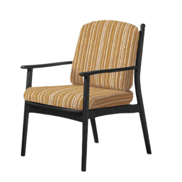 Poplar Solid Wood French Retro Black Backrest Soft Armchair