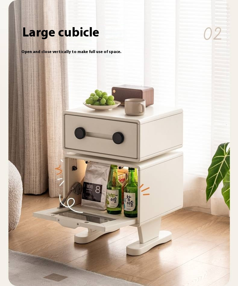 Solid Rubberwood Cream Style Nightstand