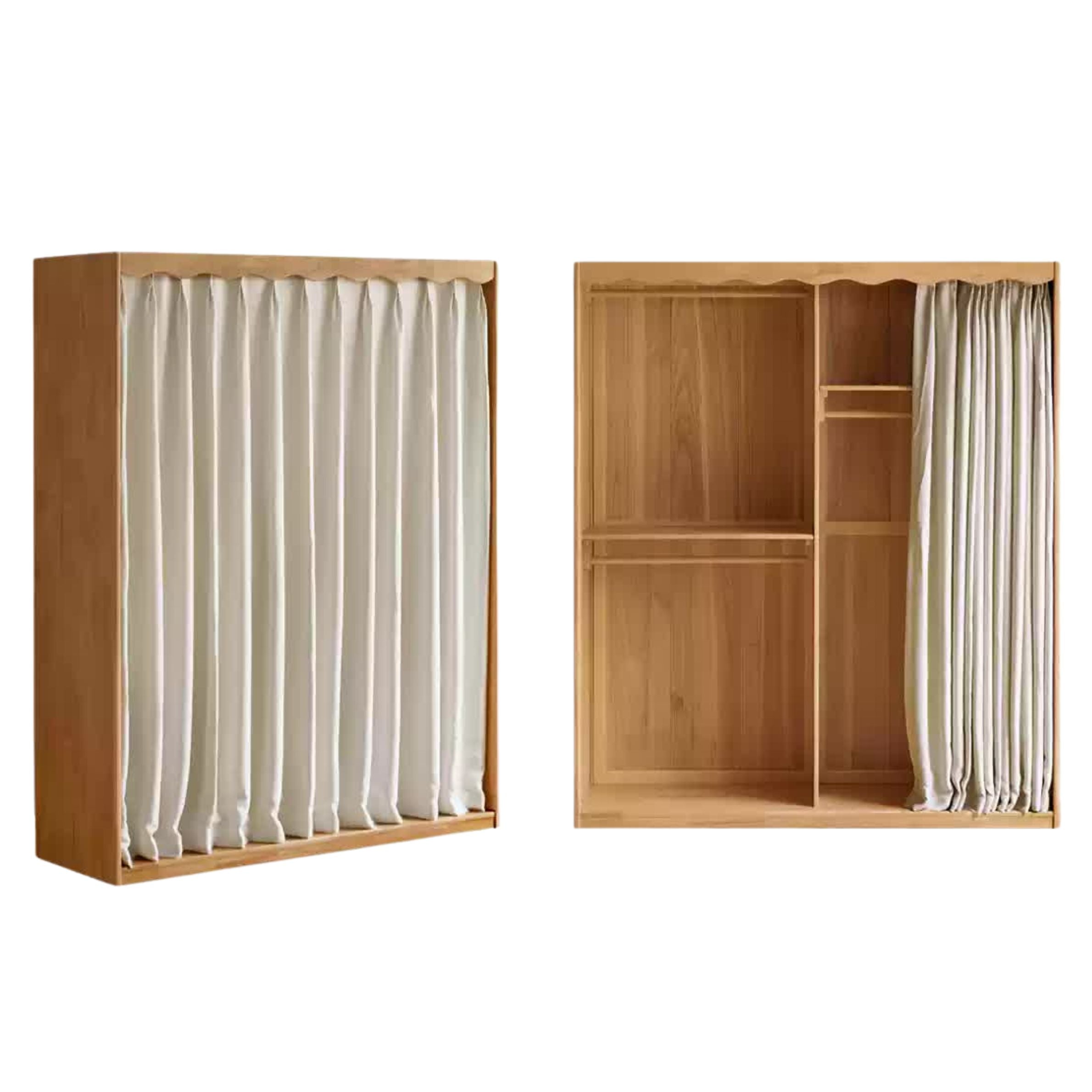 Solid Rubberwood Dustproof Layered Wardrobe