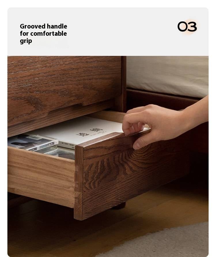 Rubberwood, Oak Solid Wood Simple Modern Style Nightstand