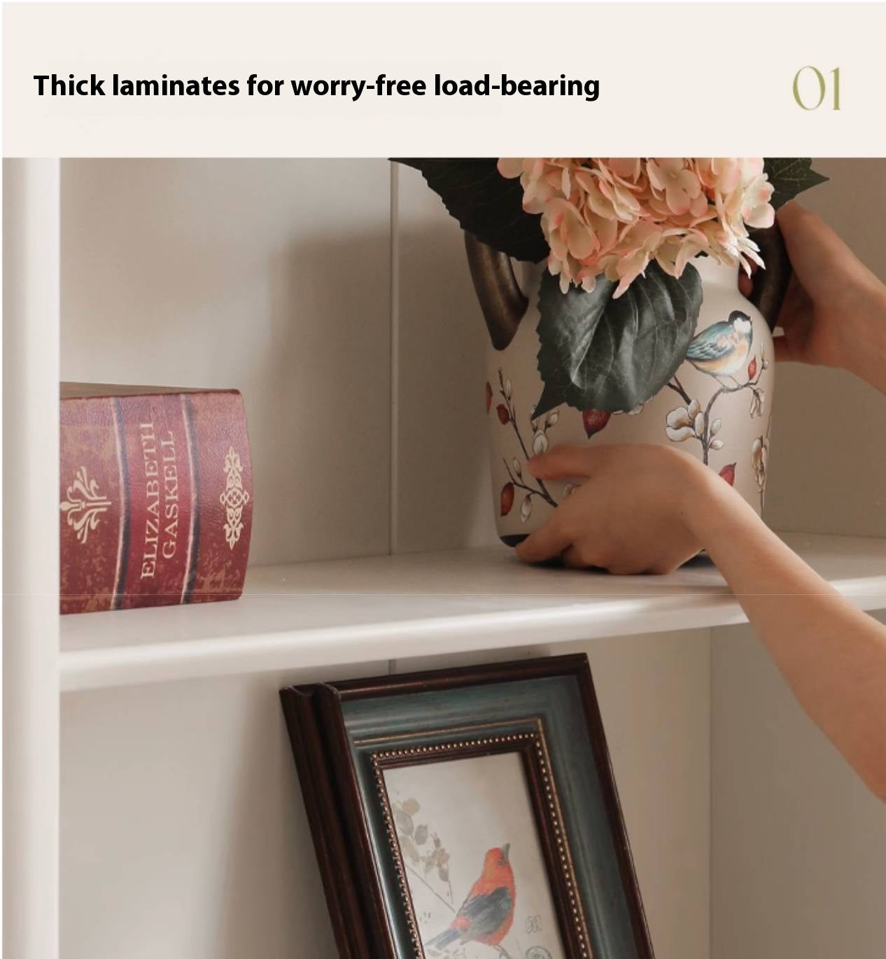 Rubberwood Solid Wood French Style Side Cabinet