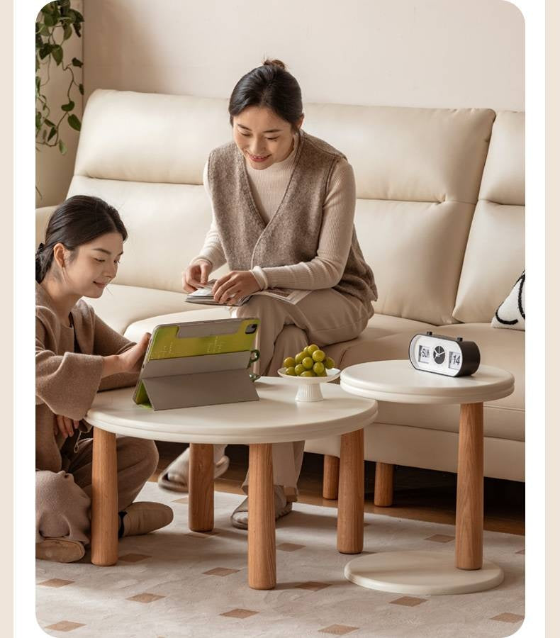 Oak Solid Wood Round Coffee Table Combination