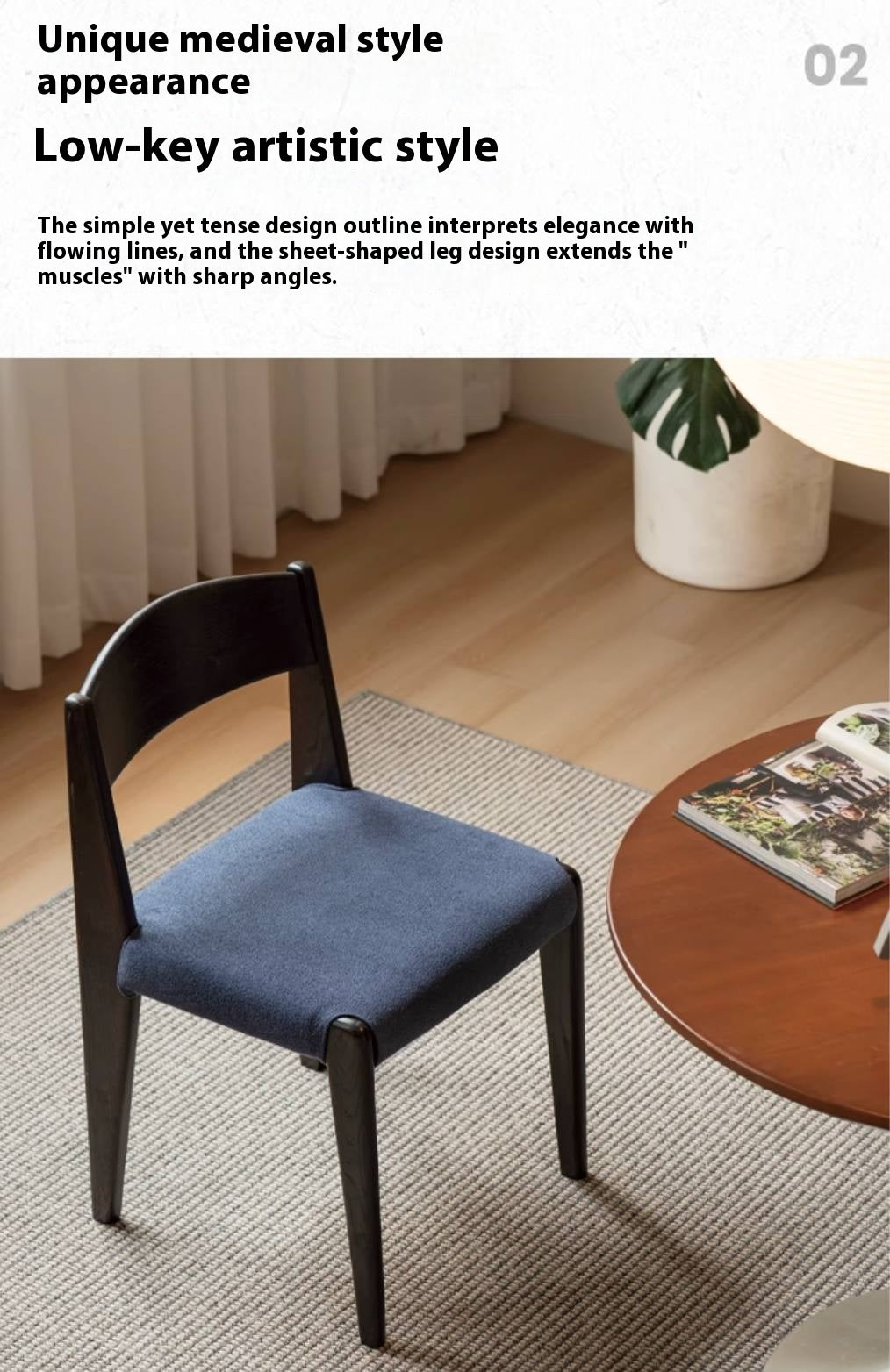 Set 4 pcs Beech Solid Wood Retro Style Dining Chair