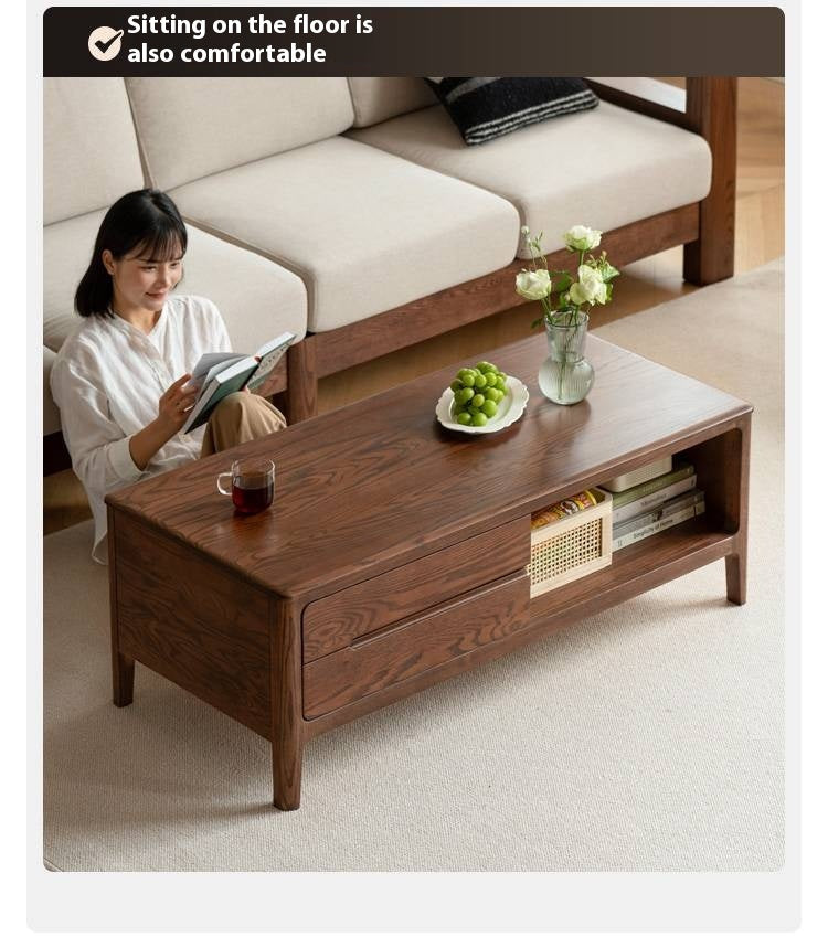 Solid Rubberwood, Oak Solid Wood Nordic Coffee Table