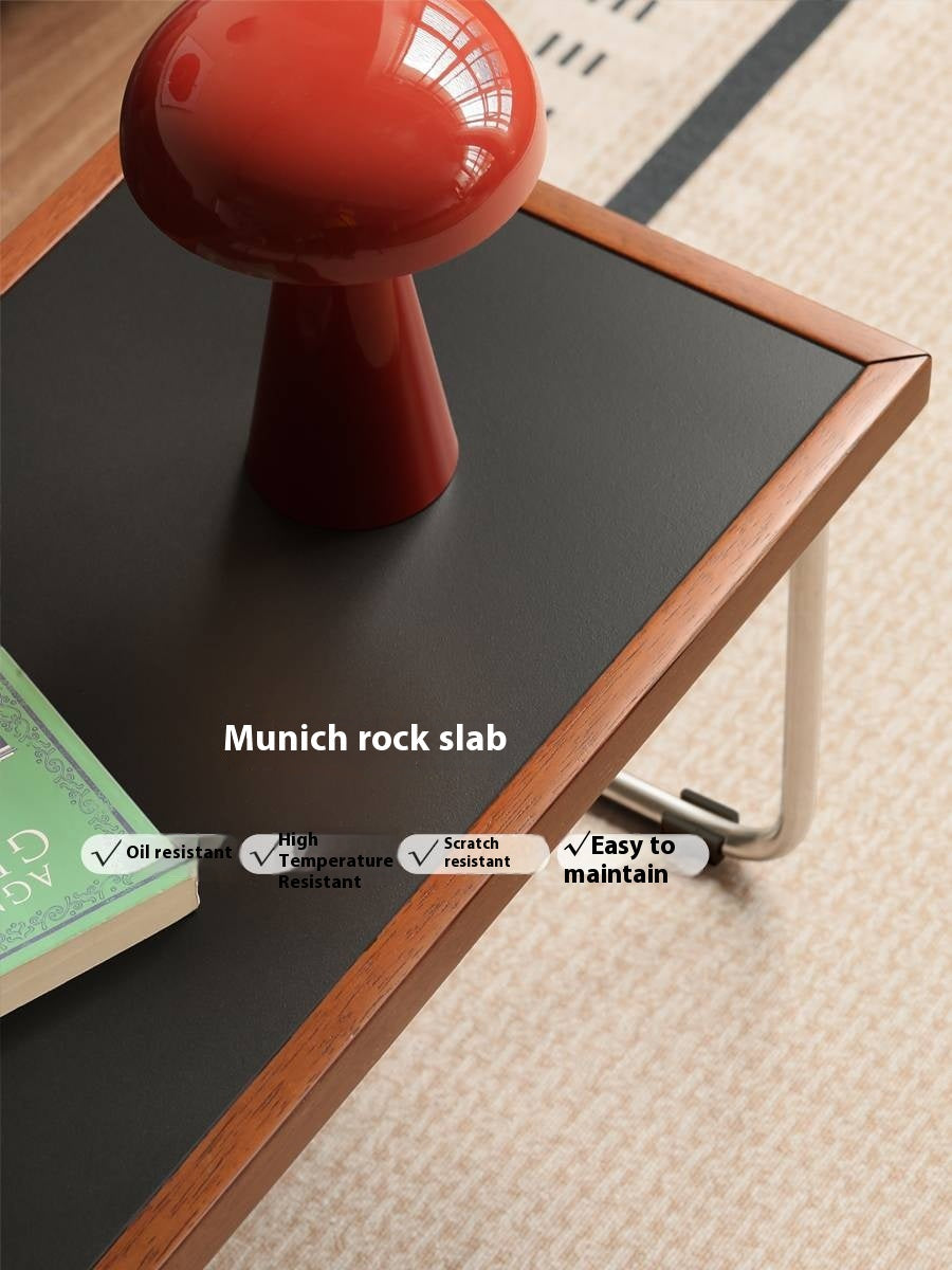 Solid Rubberwood Bauhaus Rock Slab Bay Window Table