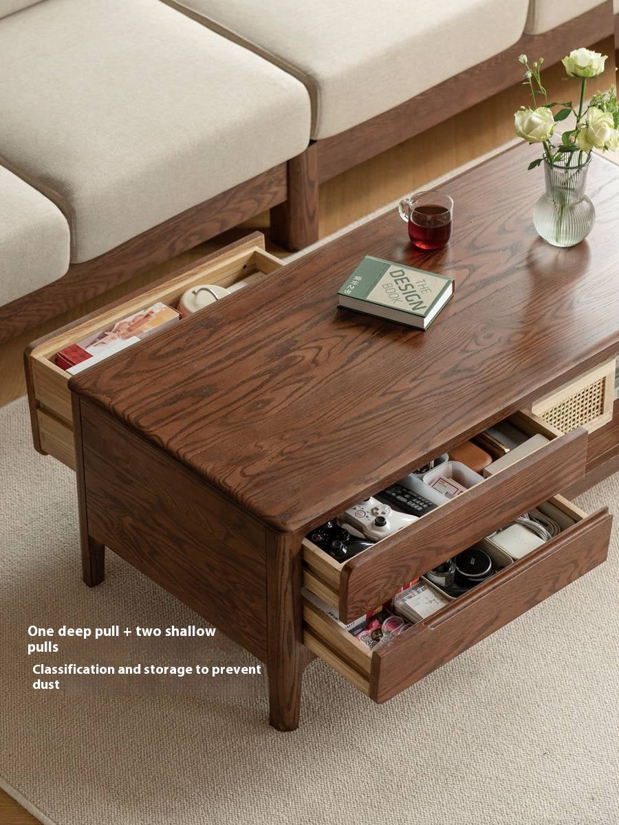 Solid Rubberwood, Oak Solid Wood Nordic Coffee Table