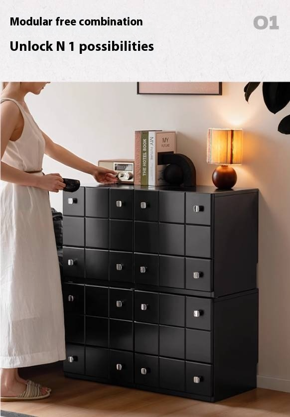 Solid Rubberwood Modern Modular Drawer Cabinet