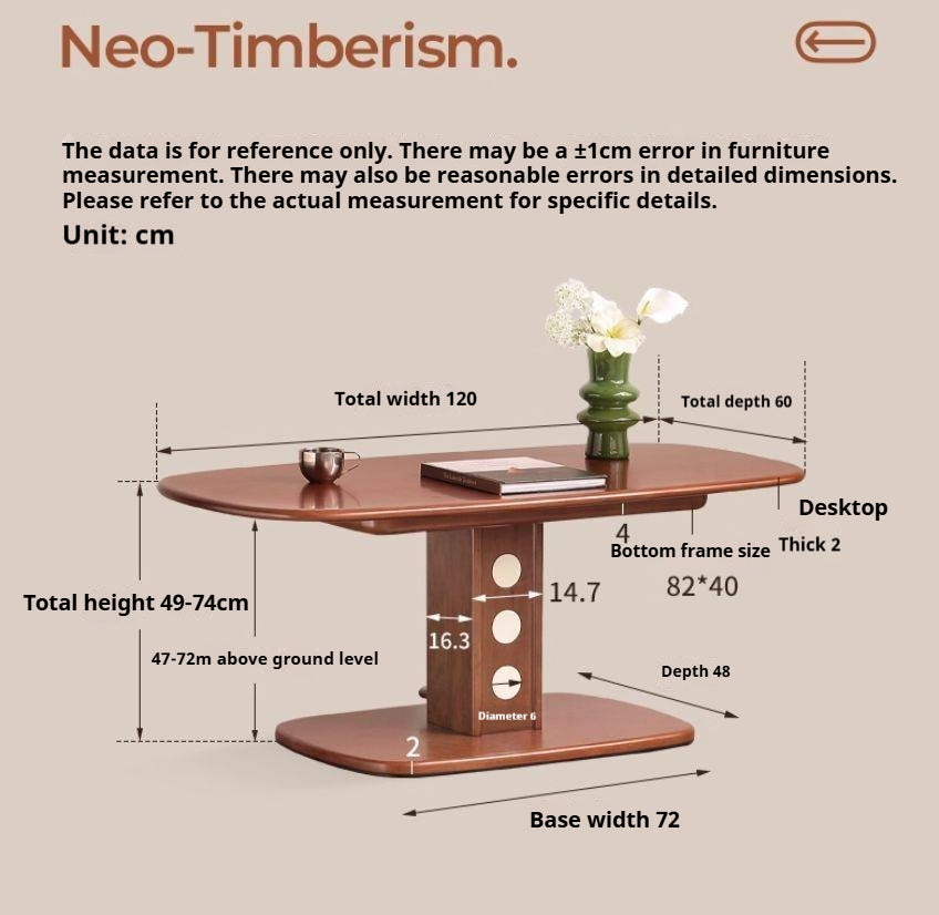 Poplar Solid Wood Ancient Style Elevating Tea Table