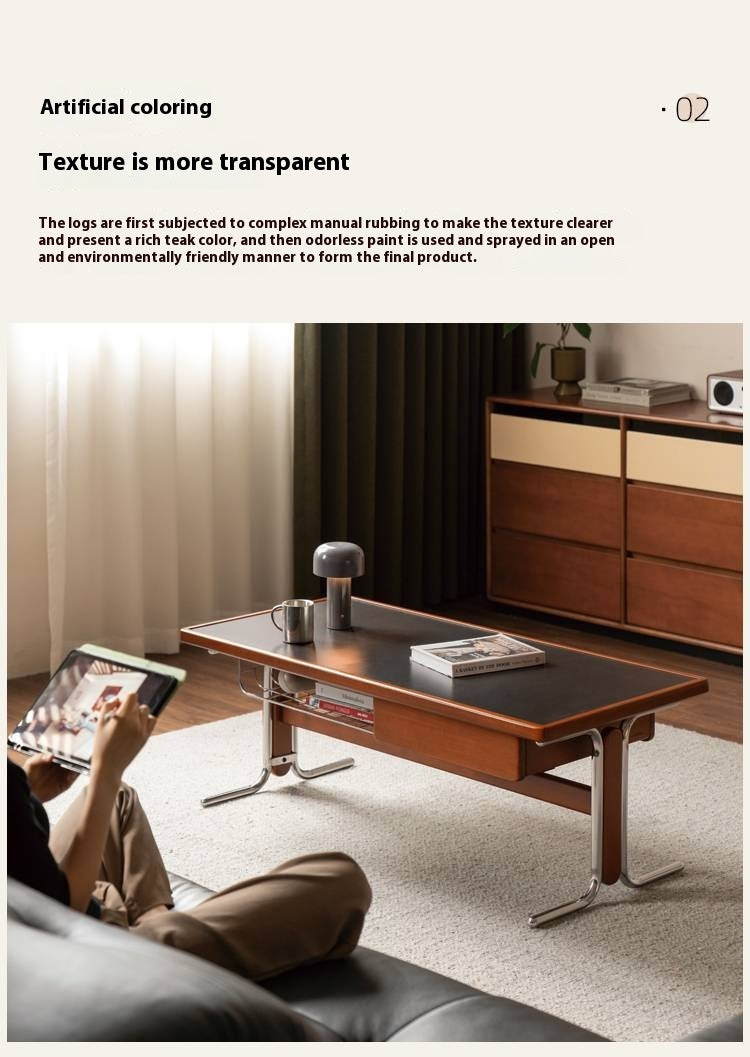 Poplar Solid Wood Middle Ages Rock Plate Coffee Table