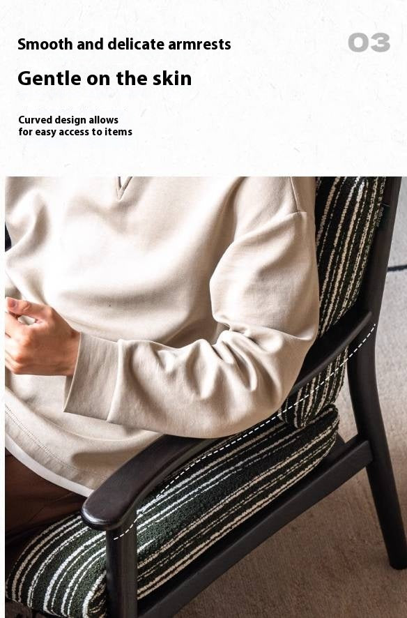 Poplar Solid Wood French Retro Black Backrest Soft Armchair