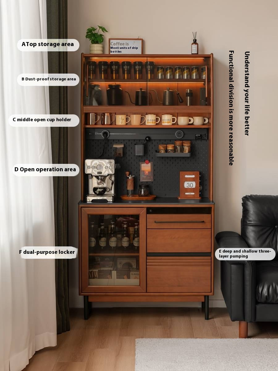 Poplar Solid Wood Antique Style Rock Board Buffet