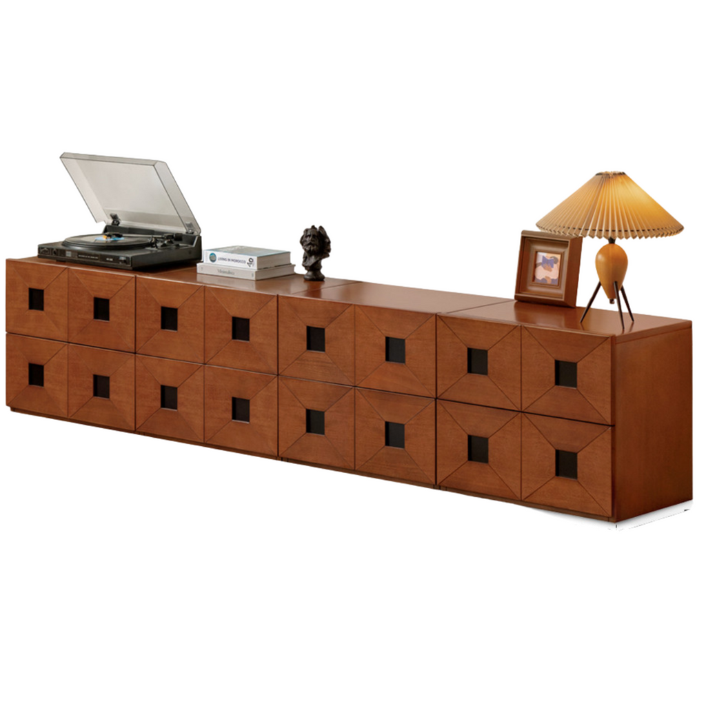 Poplar Solid Wood Modular TV Stand In Antique Style