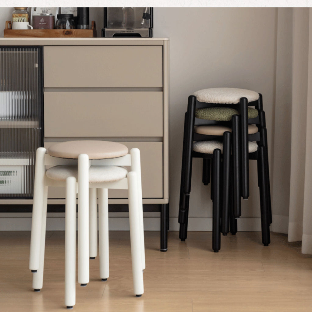 Solid Rubberwood Modern Stacking Stool