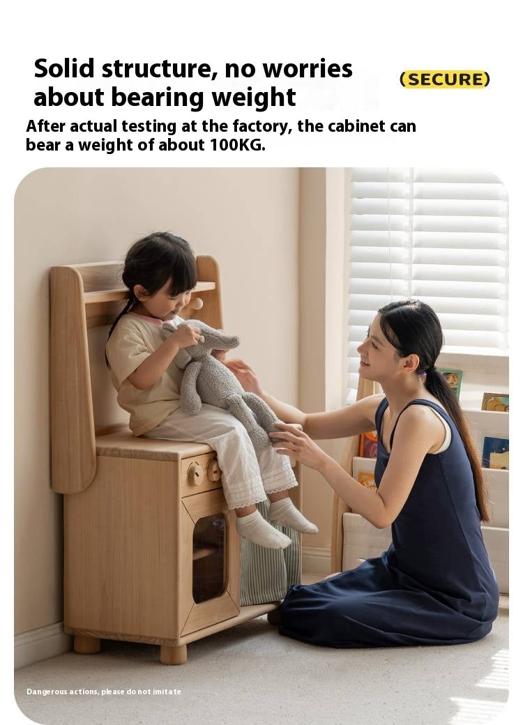 Poplar Solid Wood Montessori Kids Kitchen Cabinet