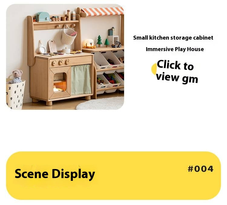 Poplar Solid Wood Children's Toy Storage Cabinet and Wardrobe With Hangers
